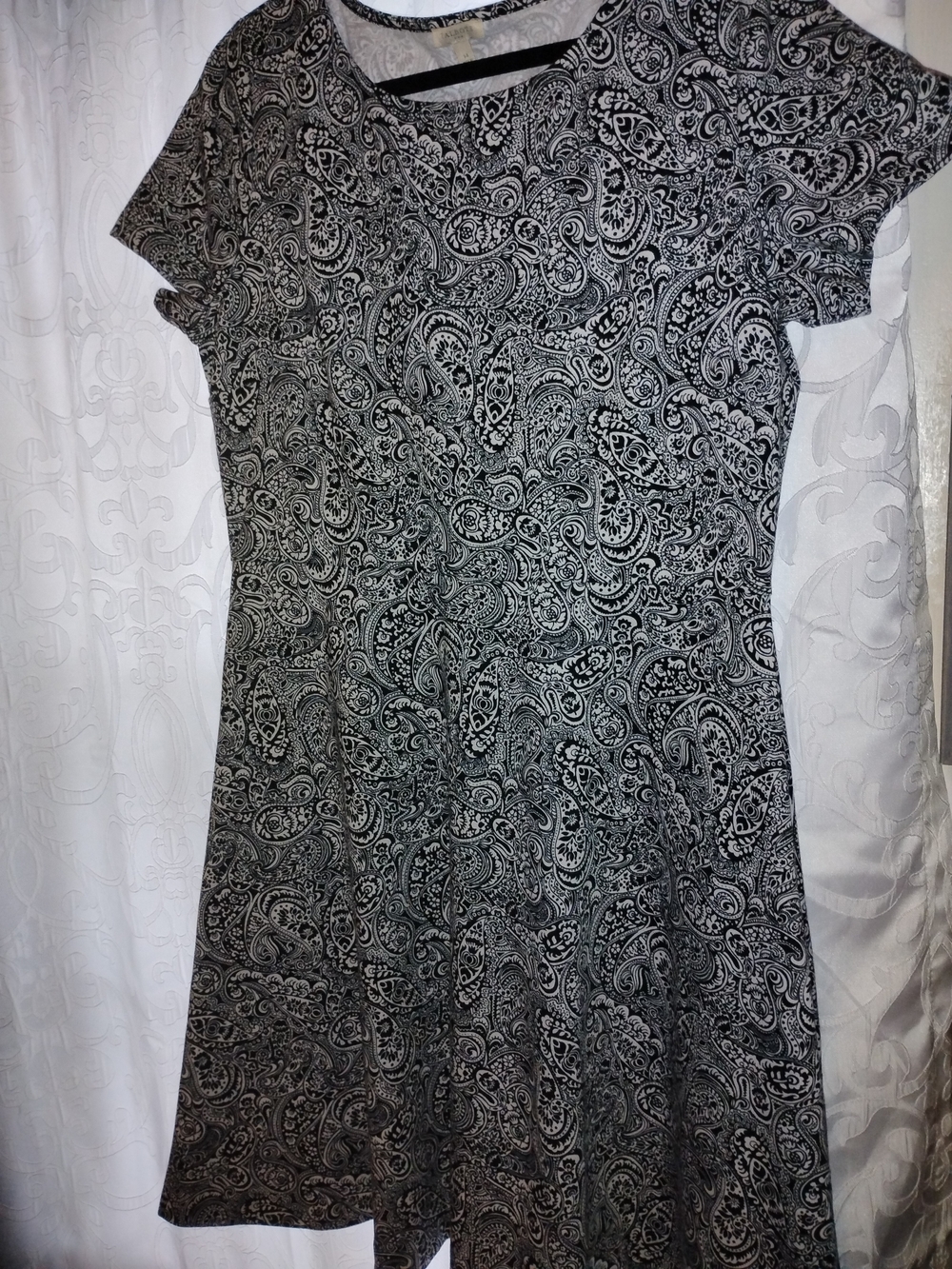 Talbots Black and White Paisley Fit-and-Flare Dress